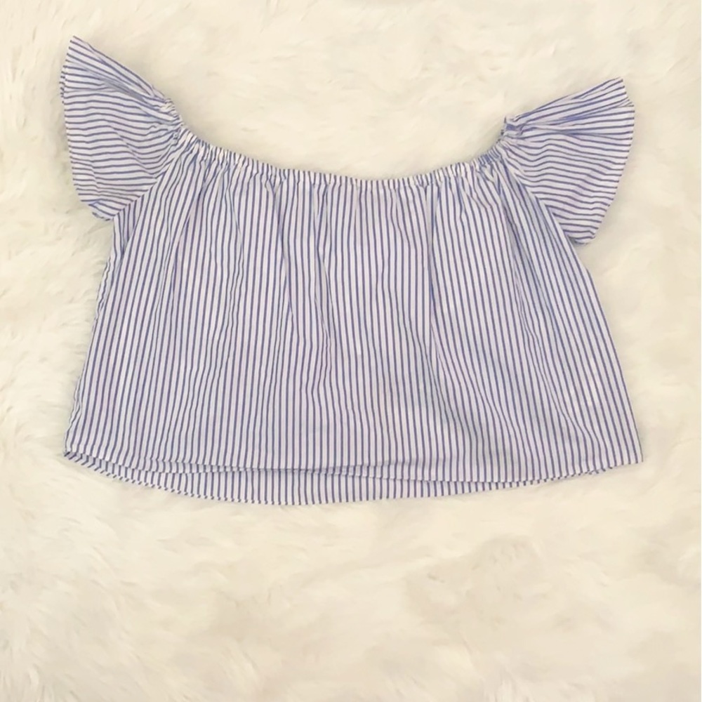 ZARA OFF SHOULDER STRIPED CROP TOP SMALL